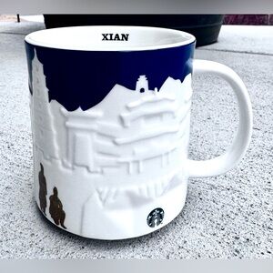 Starbucks Collector Relief Series Xian Mug with Blue and White Cityscape